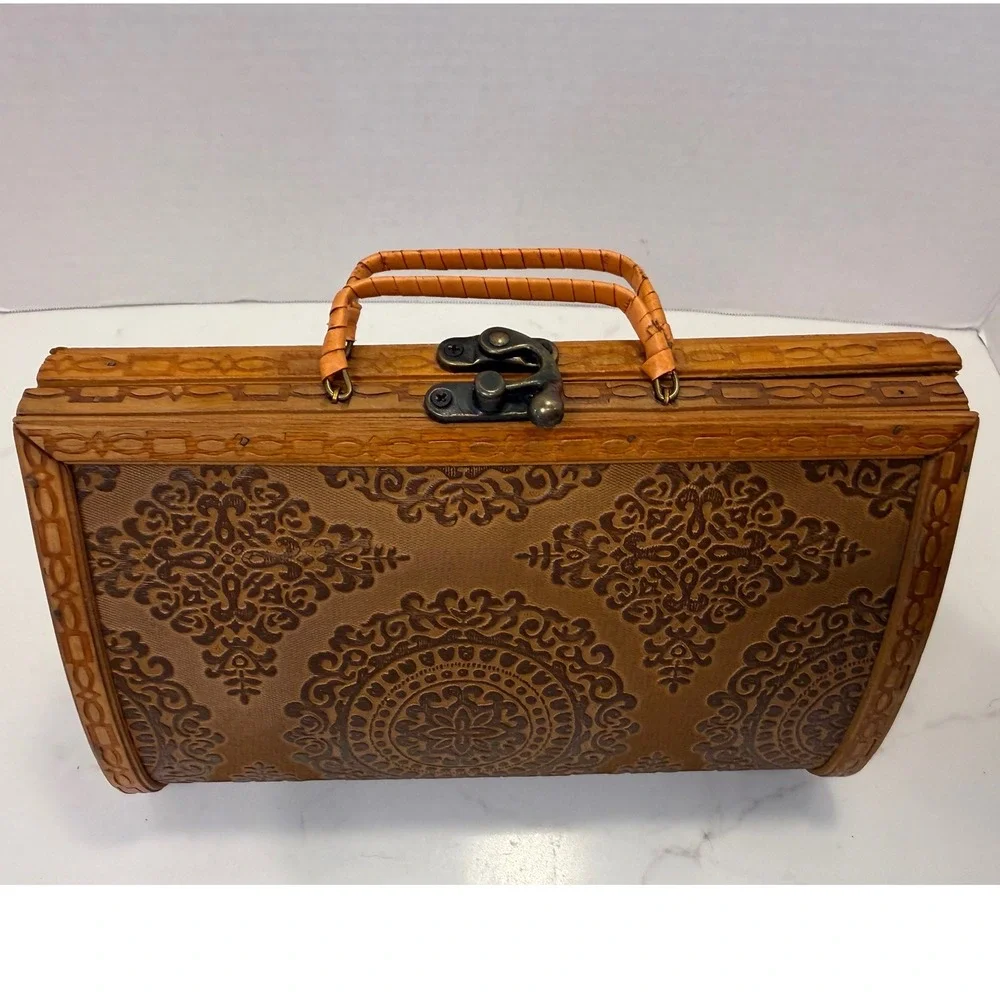 Brown Embossed Medallion Top-Handle Women’s Bag